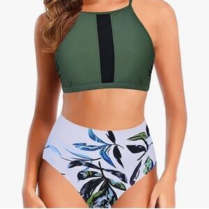 Two Piece Bikini Set‎ Full Coverage Swimsuit Tummy Control Padded NWOT Size M